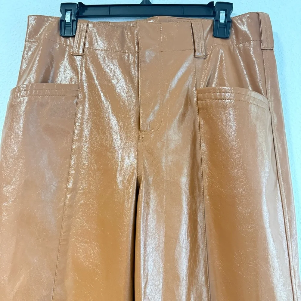 Free People Star Crossed Lovers Straight Faux Leather Pants Size‎ 8